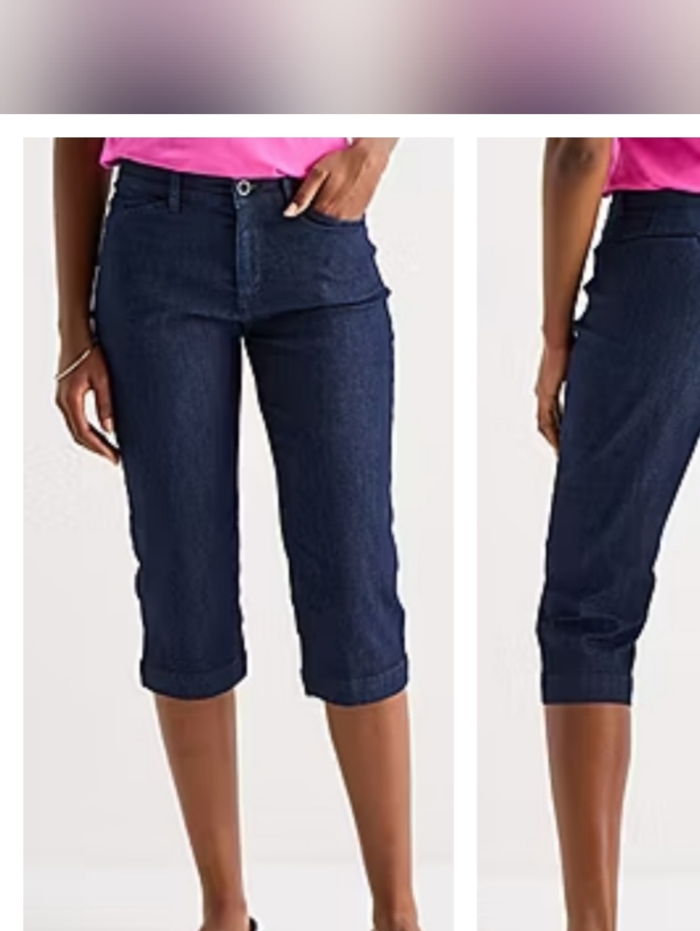 New St. John's Bay Capri Demin Jeans Mid Rise Summer Cuffed Classic Women 16